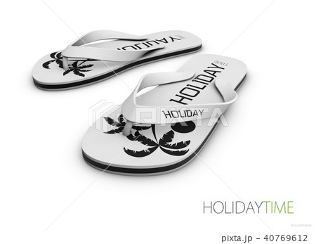 White flip flops isolated on white background White flip flops isolated on white background 40769612