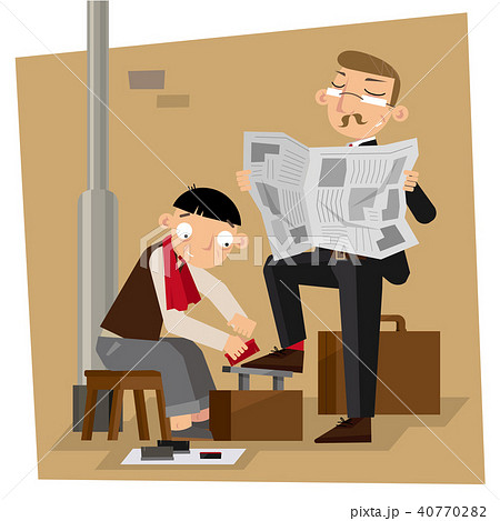 Roadside shoe shiner in old Hong Kong Roadside shoe shiner in old Hong Kong 40770282