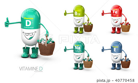Vitamin D shining pill cartoon capsule 40770458