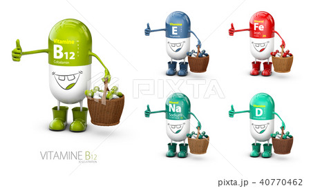 Vitamin B12 shining pill cartoon capsule 40770462