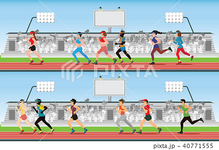 Marathon runner men and women on running track Marathon runner men and women on running track 40771555