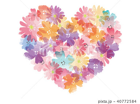 水彩の花のハートフレームのイラスト素材 40772584 Pixta