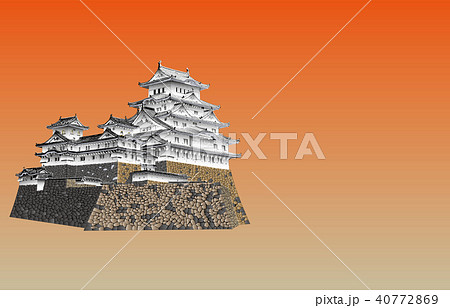 日本の城現存天守姫路城夕焼けバック 40772869