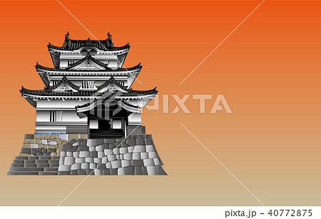 日本の城現存天守宇和島城夕焼けバック 40772875