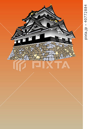 日本の城現存天守彦根城夕焼けバック 日本の城現存天守彦根城夕焼けバック 40772884