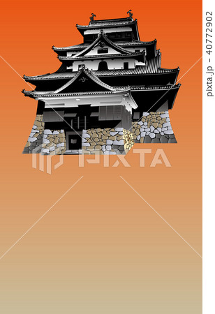 日本の城現存天守松江城夕焼けバック 40772902