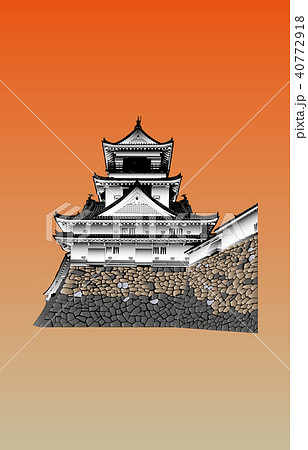 日本の城現存天守高知城夕焼けバック 40772918