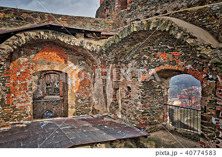 Large arched windows in the Bolkow Castle 40774583