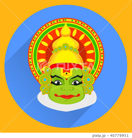 Kathakali face with heavy crown for Onam - Stock Illustration [40779951] -  PIXTA