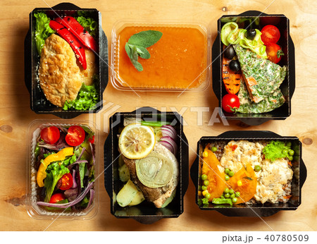 A lot of cardboard boxes with food 40780509