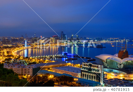 Night view of the city and Baku boulevard. Baku 40781915