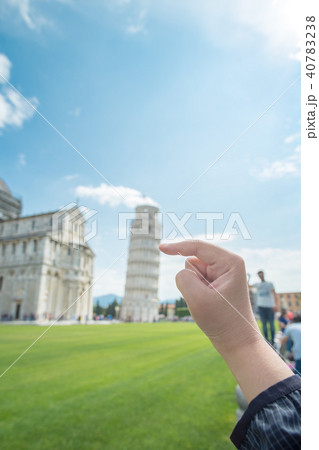 Hand pointing at Leaning Tower of Pisa Hand pointing at Leaning Tower of Pisa 40783238