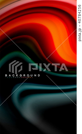 Abstract wave lines fluid rainbow style color stripes on black background 40784256