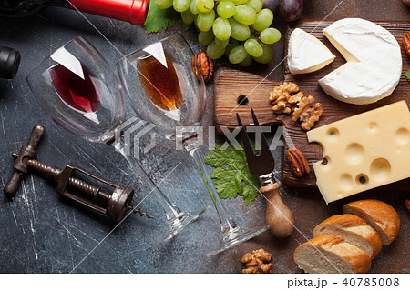 Wine, grape and cheese Wine, grape and cheese 40785008