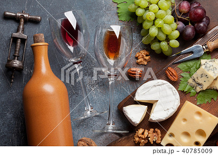 Wine, grape and cheese Wine, grape and cheese 40785009