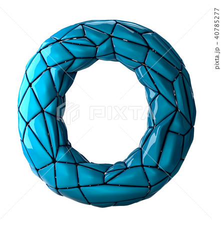 Capital latin letter O in low poly style blue color isolated on white background. 3d 40785277