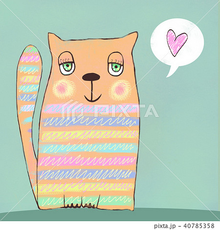 Happy colorful cat. Cat in love. Love background. 40785358
