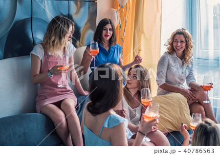 Beautiful Women Friends Having Fun At Bachelorette Party Beautiful Women Friends Having Fun At Bachelorette Party 40786563