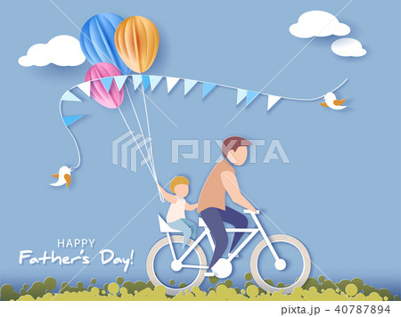 Happy fathers day card. Paper cut style. 40787894