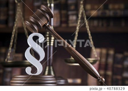 Paragraph, law theme, mallet of judge,wooden gavel 40788329
