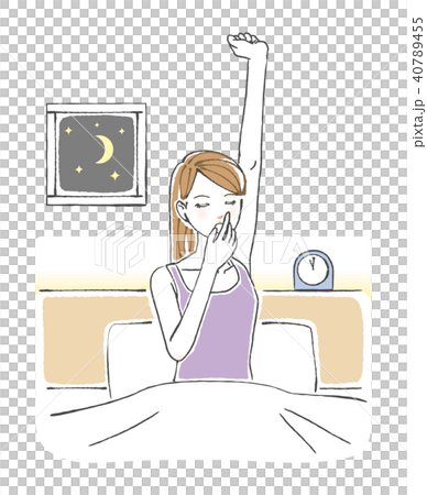 ベッドの上であくびをする女性 ベッドの上であくびをする女性 40789455