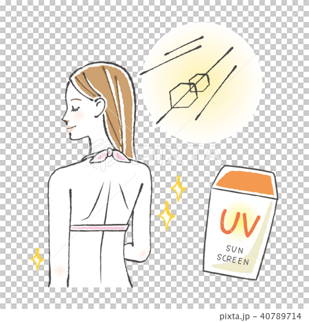 Woman in sunscreen and swimsuit 40789714