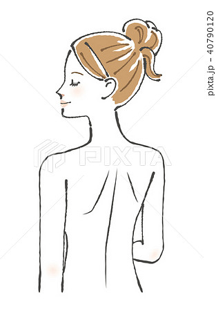 女性 背中 まとめ髪のイラスト素材