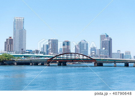 晴海橋梁と晴海橋 晴海運河 の写真素材