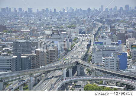 大阪府 東大阪市街地の都市風景の写真素材