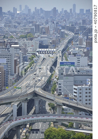 大阪府 東大阪市街地の都市風景の写真素材