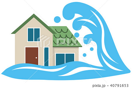 損害保険 津波のイラスト素材
