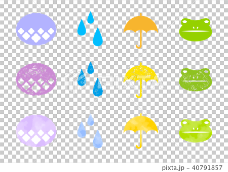 雨季圖標郵票＆水彩 40791857