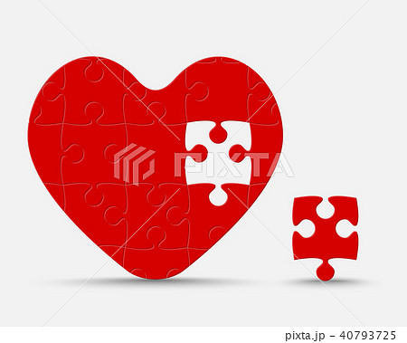 Red Piece Puzzle Heart. Jigsaw Love. Romantic. Red Piece Puzzle Heart. Jigsaw Love. Romantic. 40793725