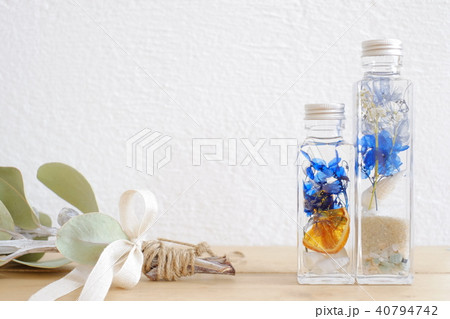 手作りハーバリウム　夏色と貝殻　夏の雰囲気 40794742