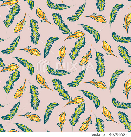 Tropical leaves and flowers seamless vector pattern. 40796582