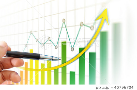 Hand and graph on monitor screen 40796704