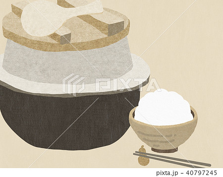背景-和紙-羽釜-白飯 背景-和紙-羽釜-白飯 40797245