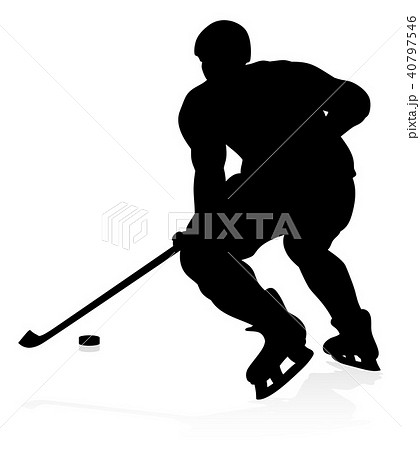 Ice Hockey Player Silhouetteのイラスト素材