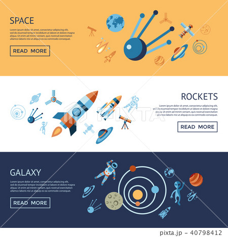Digital vector line icons set space and rockets Digital vector line icons set space and rockets 40798412