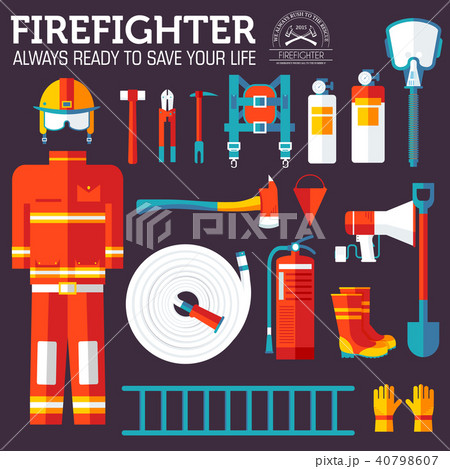firefighter uniform and first help equipment 40798607