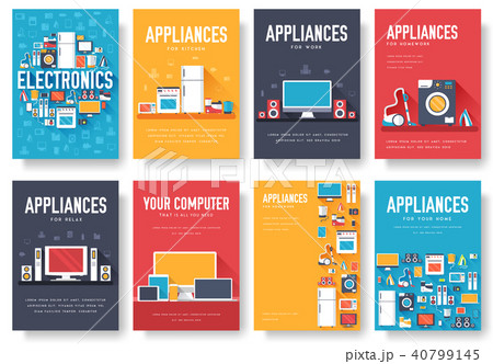 Home appliances cards set. Electronics template Home appliances cards set. Electronics template 40799145