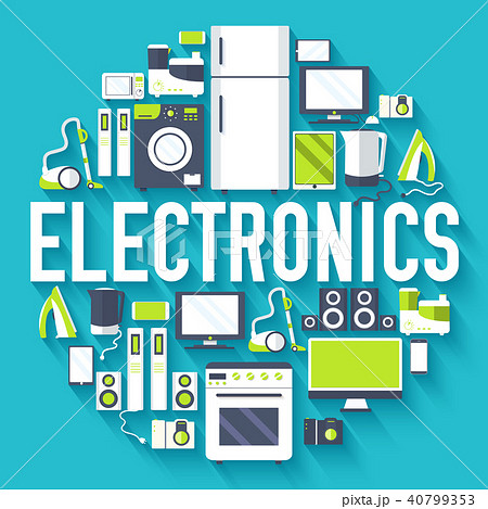 Home electronics appliances circle infographics 40799353