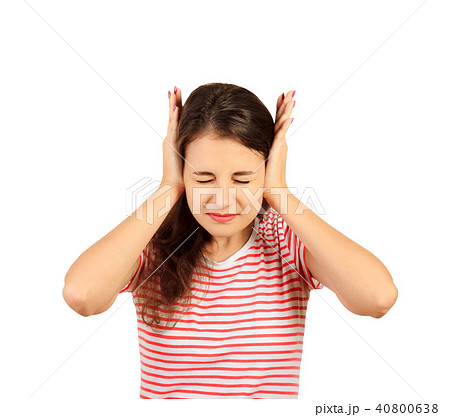 emotional girl isolated on white background 40800638