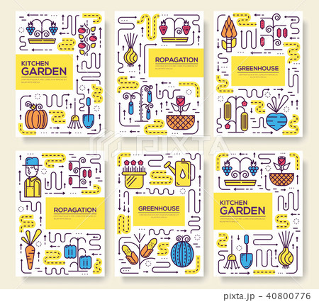 Gardener watering plants in greenhouse line set Gardener watering plants in greenhouse line set 40800776