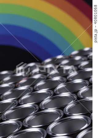 Rainbow colors, Group of tin metal cans 40801068