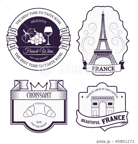 Country France set label template of emblem  40801271