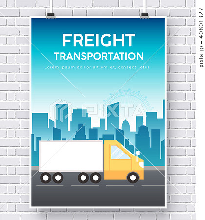 Trucker on road illustration on brick wall 40801327