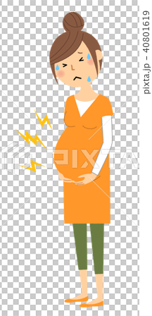 妊婦 プレママ 陣痛のイラスト素材