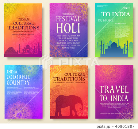 Set of Indian country ornament illustration concep 40801887