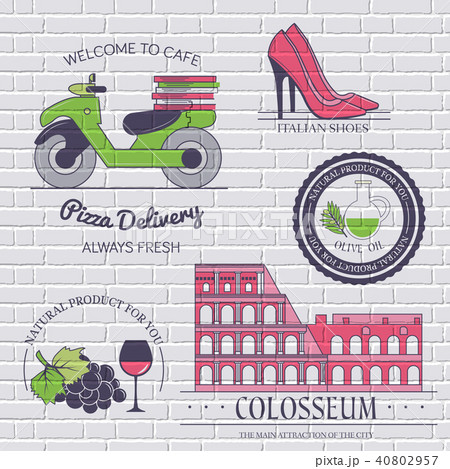 Italy country set label. Template of emblem elemen Italy country set label. Template of emblem elemen 40802957